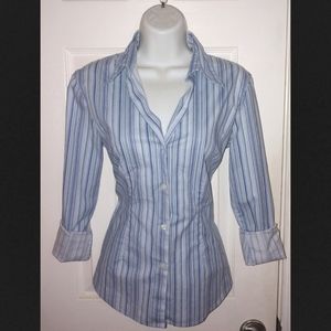 New York & Co Blue Striped Top XS